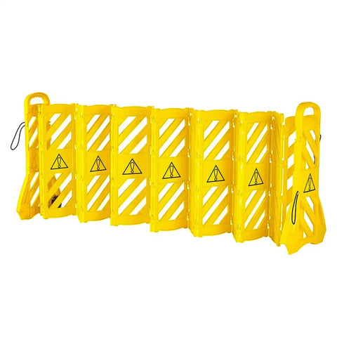 Olmecs 4 Meter Expandable Folding Plastic Barrier - Yellow | Portable Pedestrian Barrier