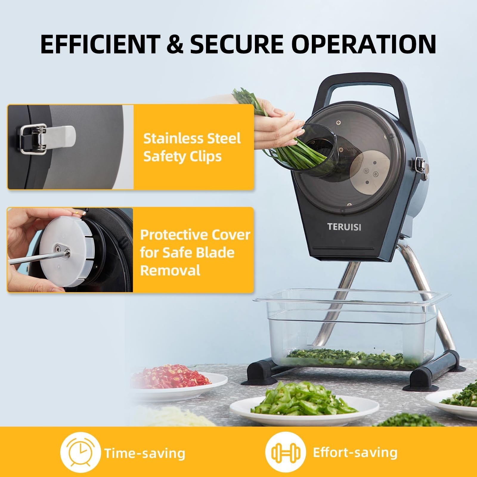 Olmecs Electric Vegetable Chopper, 200W Commercial Vegetable Slicer, Scallion Cutter Food Processor With 3 Feed Ports