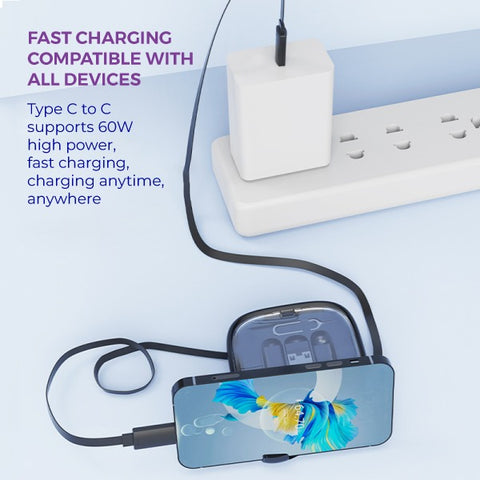 Olige 6 In 1 Multi Charging Cable Case  Kit IOS Device, Micro Adapter Travel Data Cable Set Contains Card Storage With Phone Holder, Tray Eject Pin