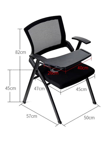 Olmecs Black Mesh Study Chair – Ergonomic Chair with Writing Pad for Students & Adults