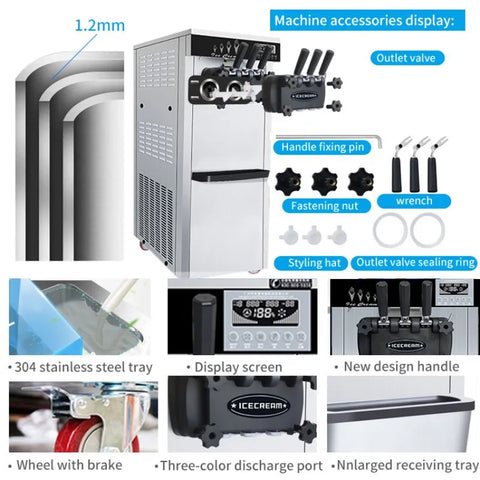 Royal Best  Stainless Steel Ice Cream Maker Machine Commercial Automatic Softy Ice Cream Machine