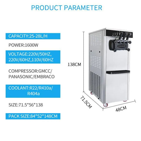 Royal Best  Stainless Steel Ice Cream Maker Machine Commercial Automatic Softy Ice Cream Machine