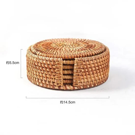 Liying 6pcs Handmade Natural Rattan Coasters
