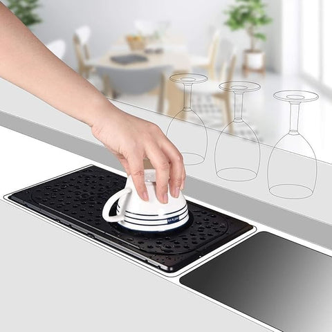 Olmecs Espresso Rinser with Side Spray, Drain and Drip Tray, 201 Stainless Steel Bar Glass Rinser for Sink