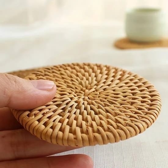 Liying 6pcs Handmade Natural Rattan Coasters