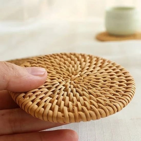 Liying 6pcs Handmade Natural Rattan Coasters