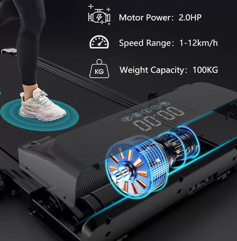 SKY LAND Walking Pad 2HP Under Desk Treadmill, Foldable Compact Walking Machine