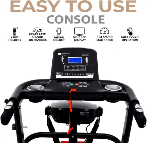 SKY LAND Foldable Treadmill | 4 HP Peak Motor Compact Running Machine with Massager EM-1258