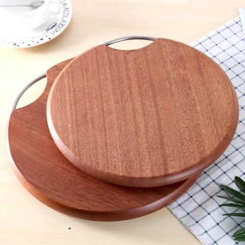 Olmecs Round Wood Cutting Board, 36cm Diameter, One Piece, No Glue, Non-Toxic, Thick Hardwood