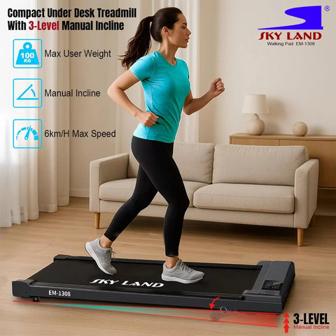 SKY LAND Walking Pad Treadmill, Slim Under Desk Treadmill for Home & Office | Compact, Portable