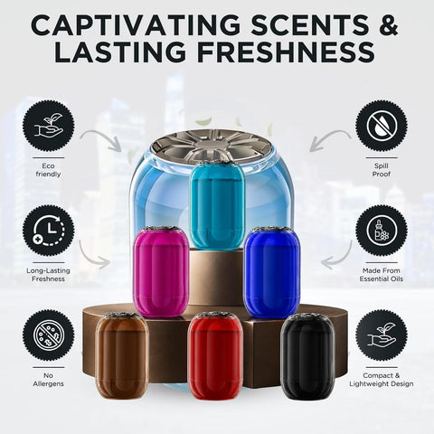 Car Air Freshener Diffuser 180g – Premium Long Lasting Perfume, Natural Essential Oil Fragrance, Elegant Glass Bottle