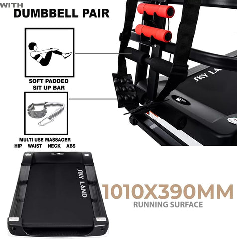 SKY LAND Foldable Treadmill | 4 HP Peak Motor Compact Running Machine with Massager EM-1258