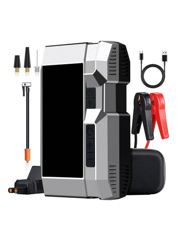 Portable Car Jump Starter with Air Pump, Emergency LED Light, and Multiple Functions – Ideal for Road Trips