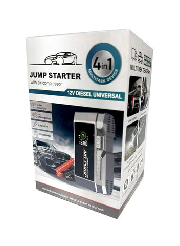 Portable Car Jump Starter with Air Pump, Emergency LED Light, and Multiple Functions – Ideal for Road Trips