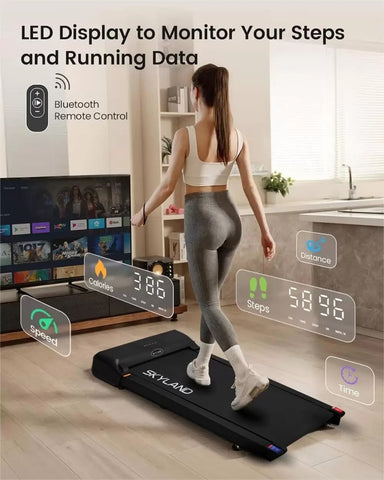SKY LAND Walking Pad Treadmill | Slim Under Desk Treadmill for Home & Office, Quiet 2HP Motor, LED Display, Remote Control