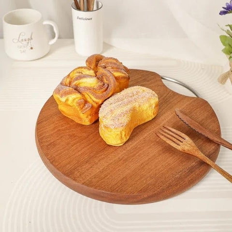 Olmecs Round Wood Cutting Board, 36cm Diameter, One Piece, No Glue, Non-Toxic, Thick Hardwood