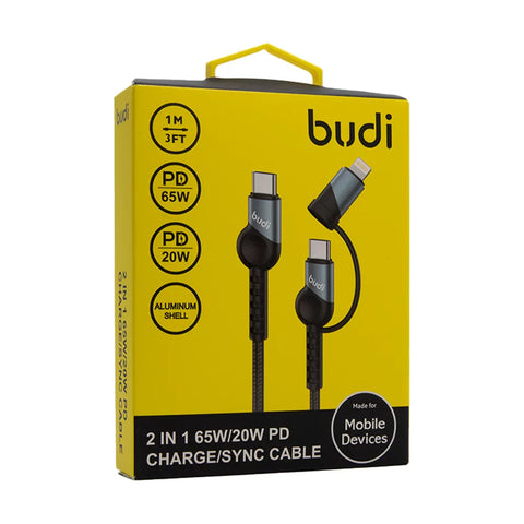 Budi 2 in 1 65W/20W PD Charge/Sync Cable DC231TTL10B