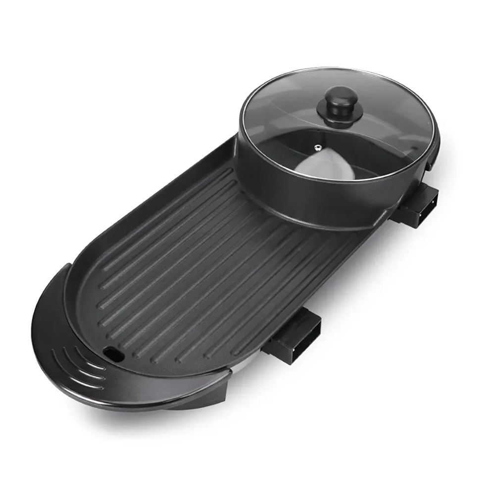 RAF 2-in-1 Electric Hot Pot and Grill, Korean BBQ Style, 1800W Non-stick Rectangular Pan, 25x25cm