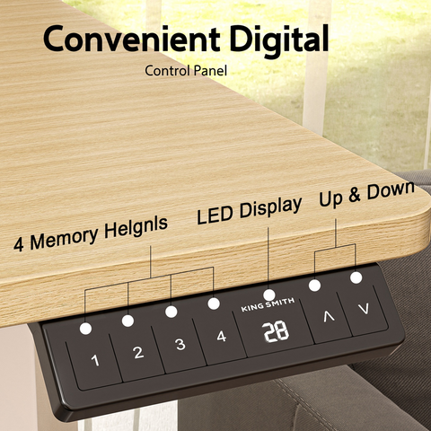 Kingsmith Electric Standing Table, 72-118 cm Height Adjustment | LED Panel Display (Oak)