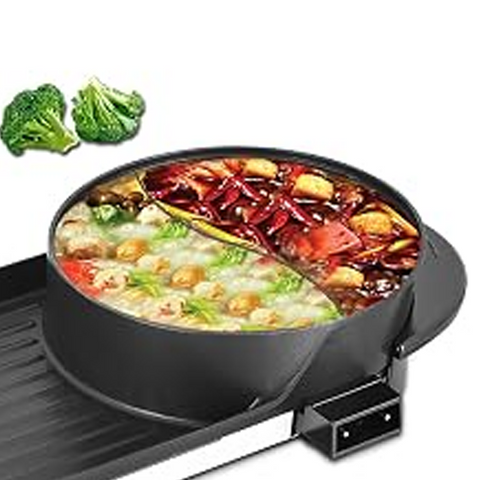 RAF 2-in-1 Electric Hot Pot and Grill, Korean BBQ Style, 1800W Non-stick Rectangular Pan, 25x25cm