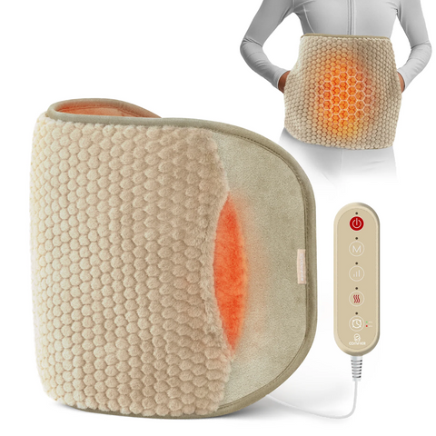 COMFIER Heating Pad with Massager – Extra Large Wearable Heat Belt for Back Pain & Cramps