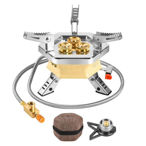 Premium Portable Camping Gas Stove – High-Power Outdoor Burner with Folding Legs, Carry Case & Adapter