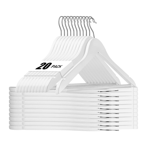 Willow 20Pc Pack Wooden Hangers for Clothes, Jacket, Shirt, Tank Top, Dress.Closet