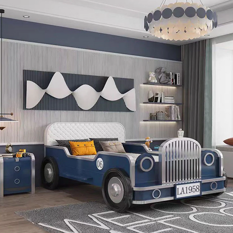 Luxury Car Bed for Boys Jeep Shape with Solid Wood Frame