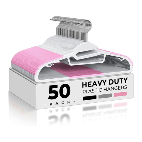Willow Heavy Duty Plastic Hangers with Rubber Pads (50Pc Pack)