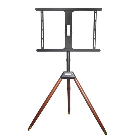 Wooden Tripod TV Stand for 32–75 Inch TVs – Height Adjustable with 180° Swivel