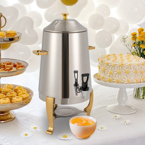 Stainless Steel Thermal Coffee Carafe Airpot Dispenser 13 L W/ Fuel Tray+Handles