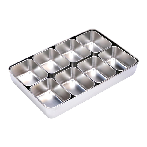 Olmecs Stainless Steel Seasoning Box with Lid and Holder Tray