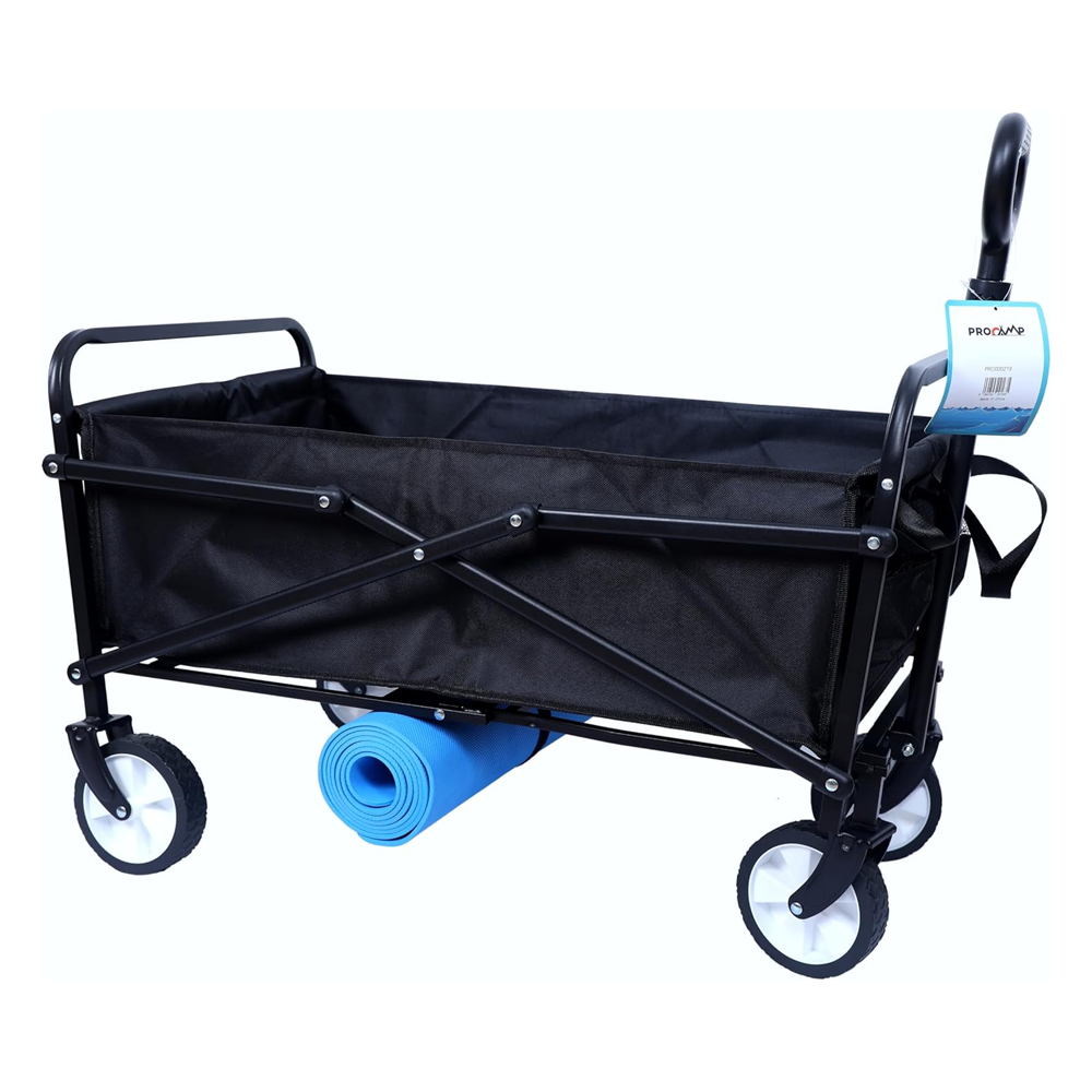 Procamp Value Beach Trolley | Durable Black Foldable Cart With Wheels - Camping Beach Wagon Trolley For Easy Pulling