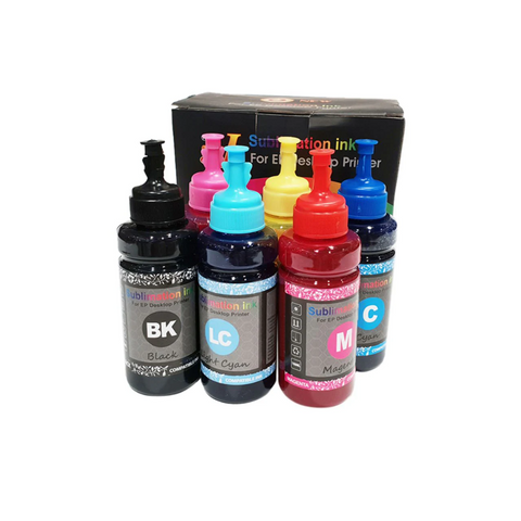 Sublimation Ink 6 x 100 ml Black, Cyan, Magenta, Yellow, Light Cyan & Light Magenta