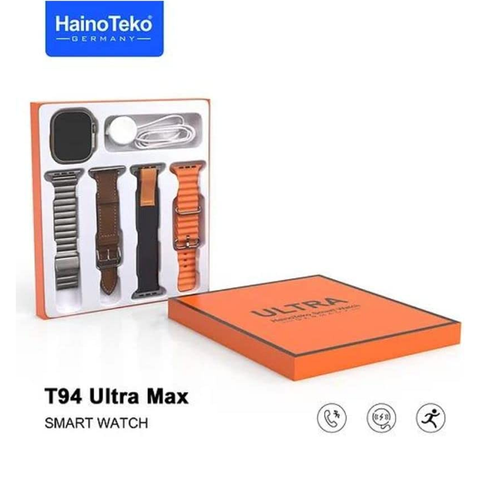 Haino-Teko Germany Smart Watch Ultra Max T94 with Four Set Strap and Wireless Charger for Men's and Boys.