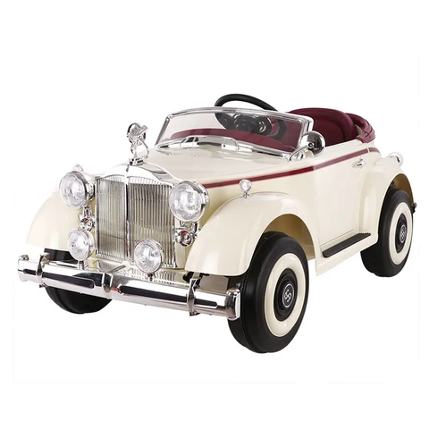 Classic ROLLS ROYCE Vintage Metallic Battery Operated Ride On Car - White