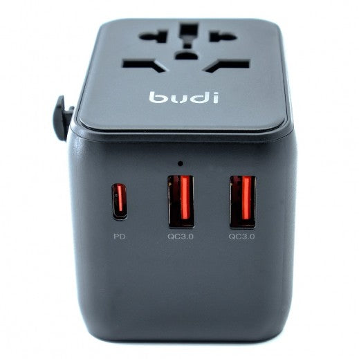 Budi USB PD and Dual USB QC 20W Global Travel Charger