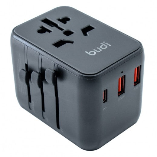 Budi USB PD and Dual USB QC 20W Global Travel Charger