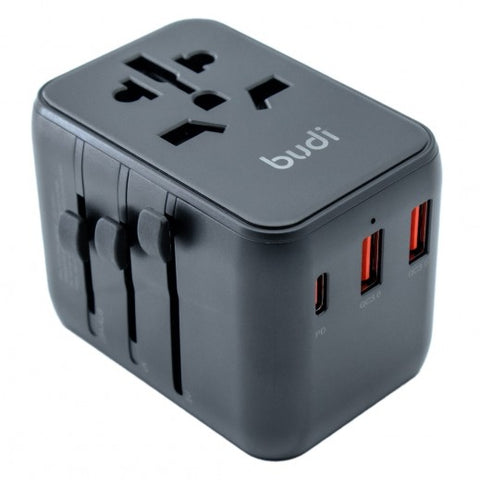Budi USB PD and Dual USB QC 20W Global Travel Charger