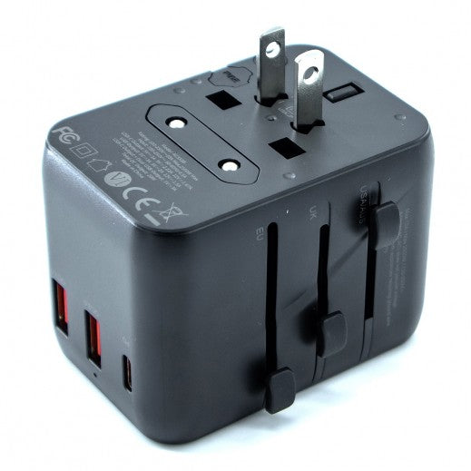 Budi USB PD and Dual USB QC 20W Global Travel Charger