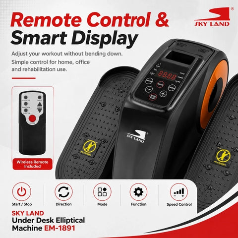 Under Desk Elliptical Pedal Exerciser with Remote, EM-1891