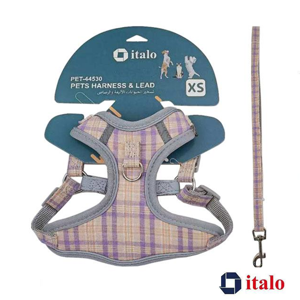 ITALO Dog Harness and Leash Set, Easy To Control No-Pull Pet Harness for Walking & Training (XS)