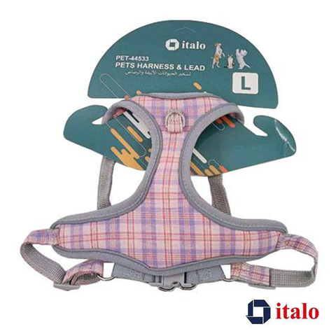 ITALO Dog Harness and Leash Set, Easy To Control No-Pull Pet Harness for Walking & Training (L)