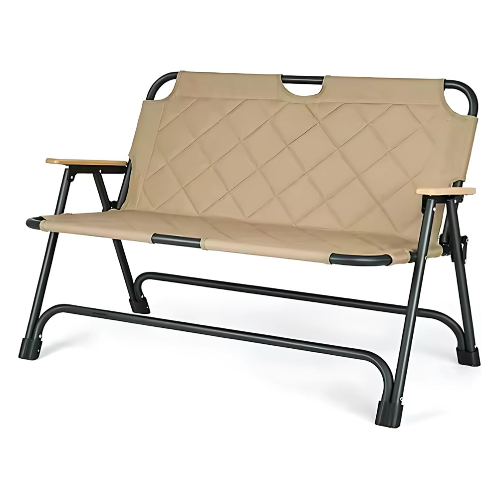 Foldable Outdoor Camping Chair Beige– 2 seater