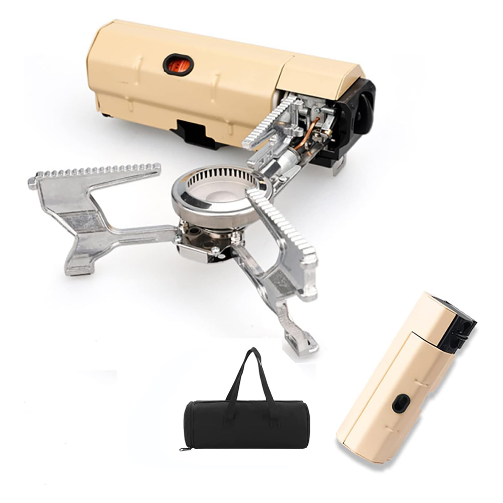 Portable Foldable Compact Camping Stove for Outdoor Cooking, Hiking, Backpacking & Emergency Use (Khaki)