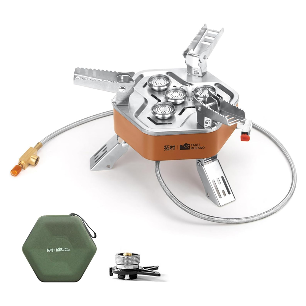 Premium Portable Camping Gas Stove – High-Power Outdoor Burner with Folding Legs, Carry Case & Adapter