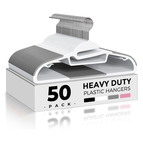 Willow Heavy Duty Plastic Hangers with Rubber Pads (50Pc Pack)
