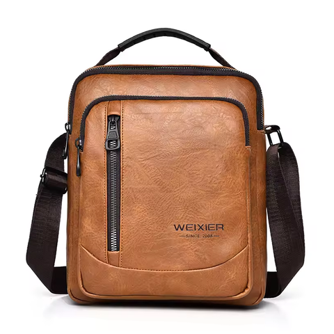 Male Shoulder Briefcase for Man PU Leather Tote Handbag