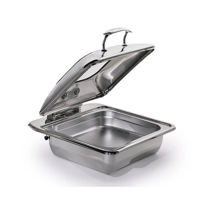 Square Induction Chaffer Stainless Steel Square Induction Chafing Dish With Glass Lid, L41 x W ...