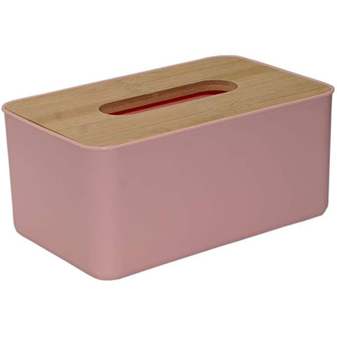 Tissue Box Holder for Bathroom Dining Table Bedroom Storage Organizer (Rectangle), 21x13x 9.8cm - Pink